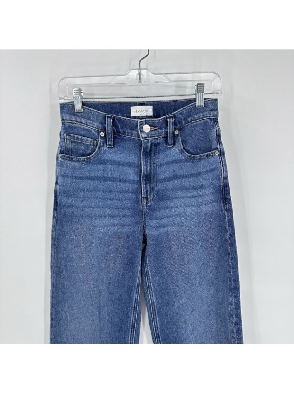 EVEREVE Ever Vintage Hem w Studs Wide Leg Jean 26 medium blue high waist - Picture 4 of 11